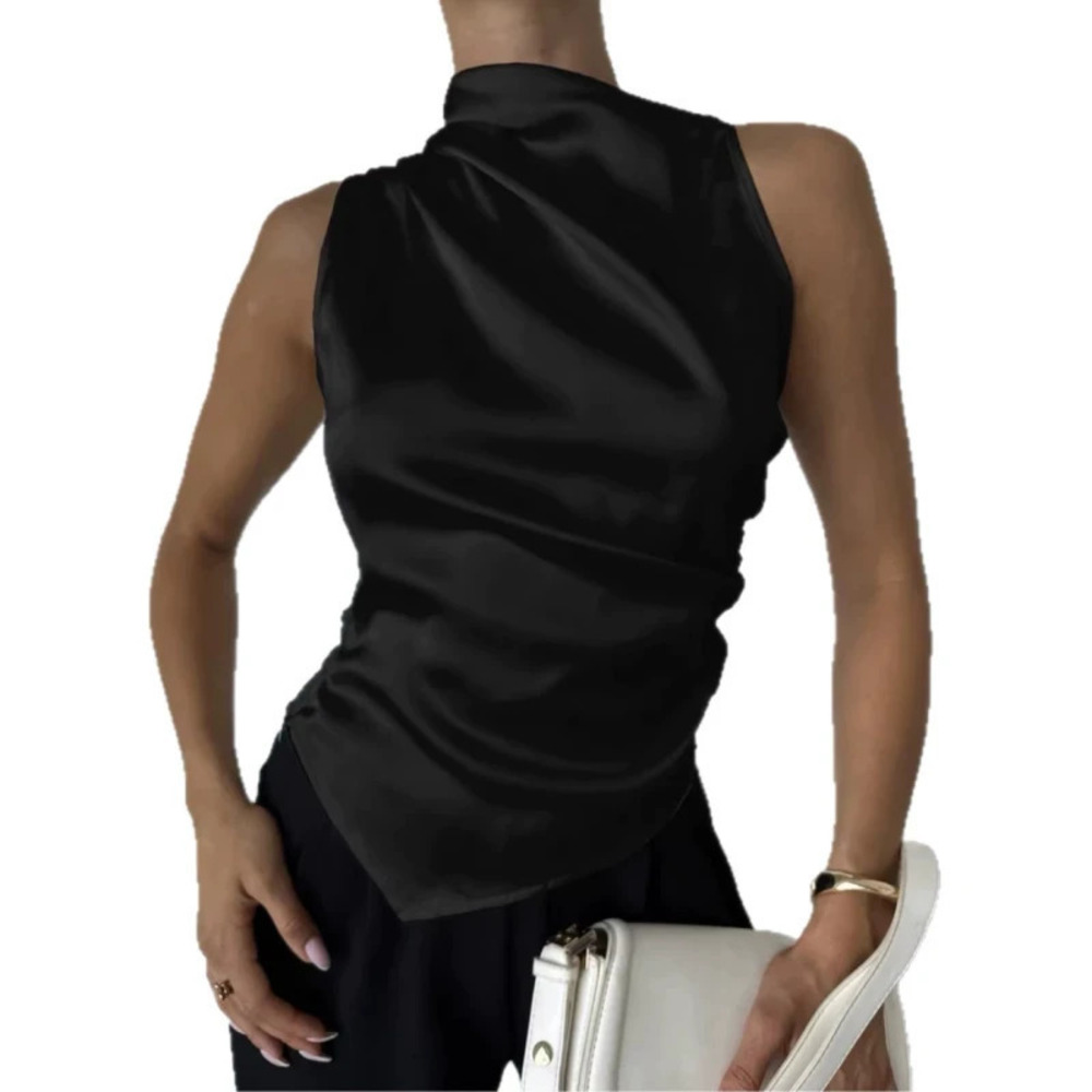 ZARA High Round Neck Sleeveless Elegant Work Top